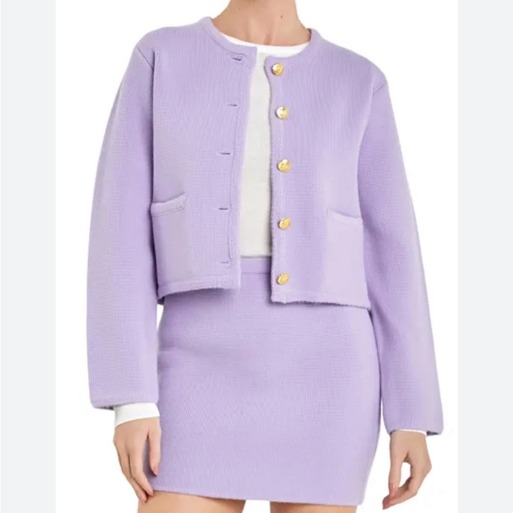 English Factory Lilac Knitwear with Gold Accents